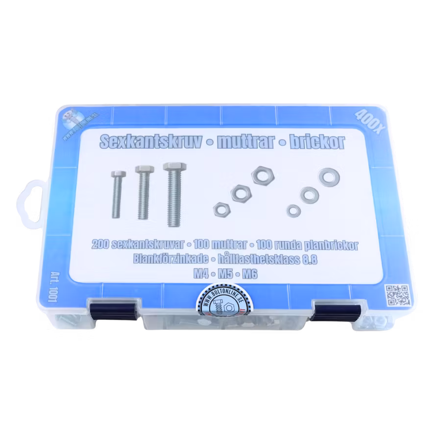 Sortiment Sexkantskruv 8.8 FZB M4-M6 400 Delar