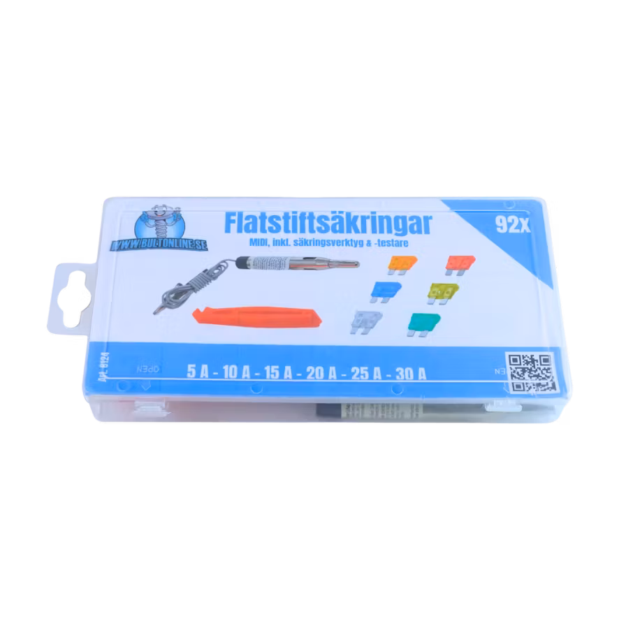 Flatstiftssäkringar MIDI, inkl. verktyg 92 delar