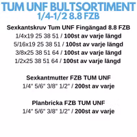 Tumsortiment UNF 1/4"-1/2" FZB