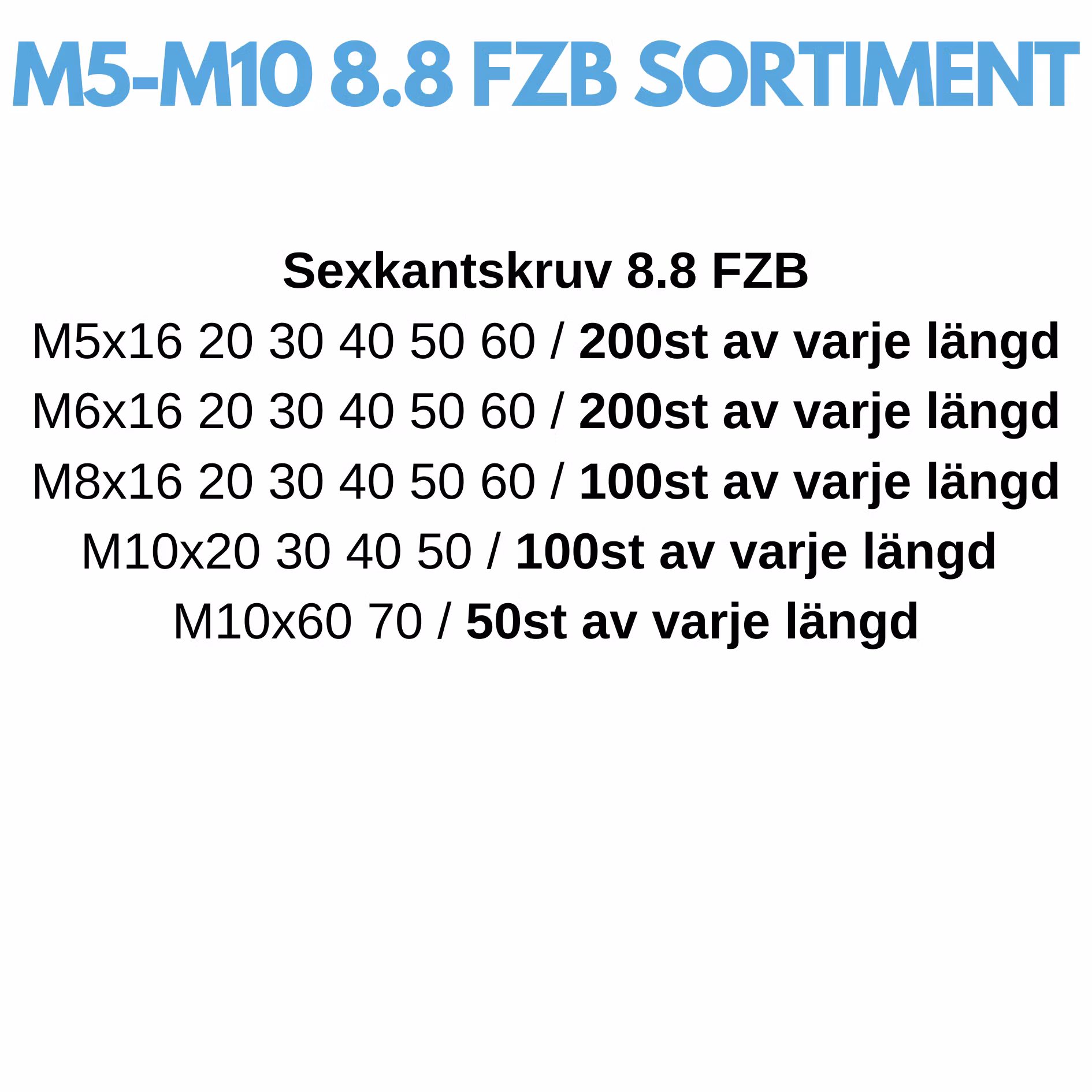 Bultsortiment M5-M10 8.8 FZB