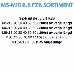 Bultsortiment M5-M10 8.8 FZB