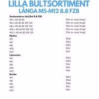 Lilla bultsortiment Långa M5-M12 8.8 FZB