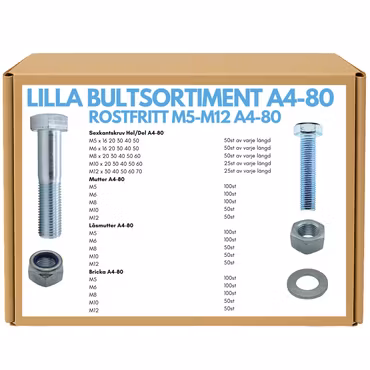 Lilla bultsortiment rostfritt M5-M12 A4-80