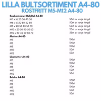 Lilla bultsortiment rostfritt M5-M12 A4-80
