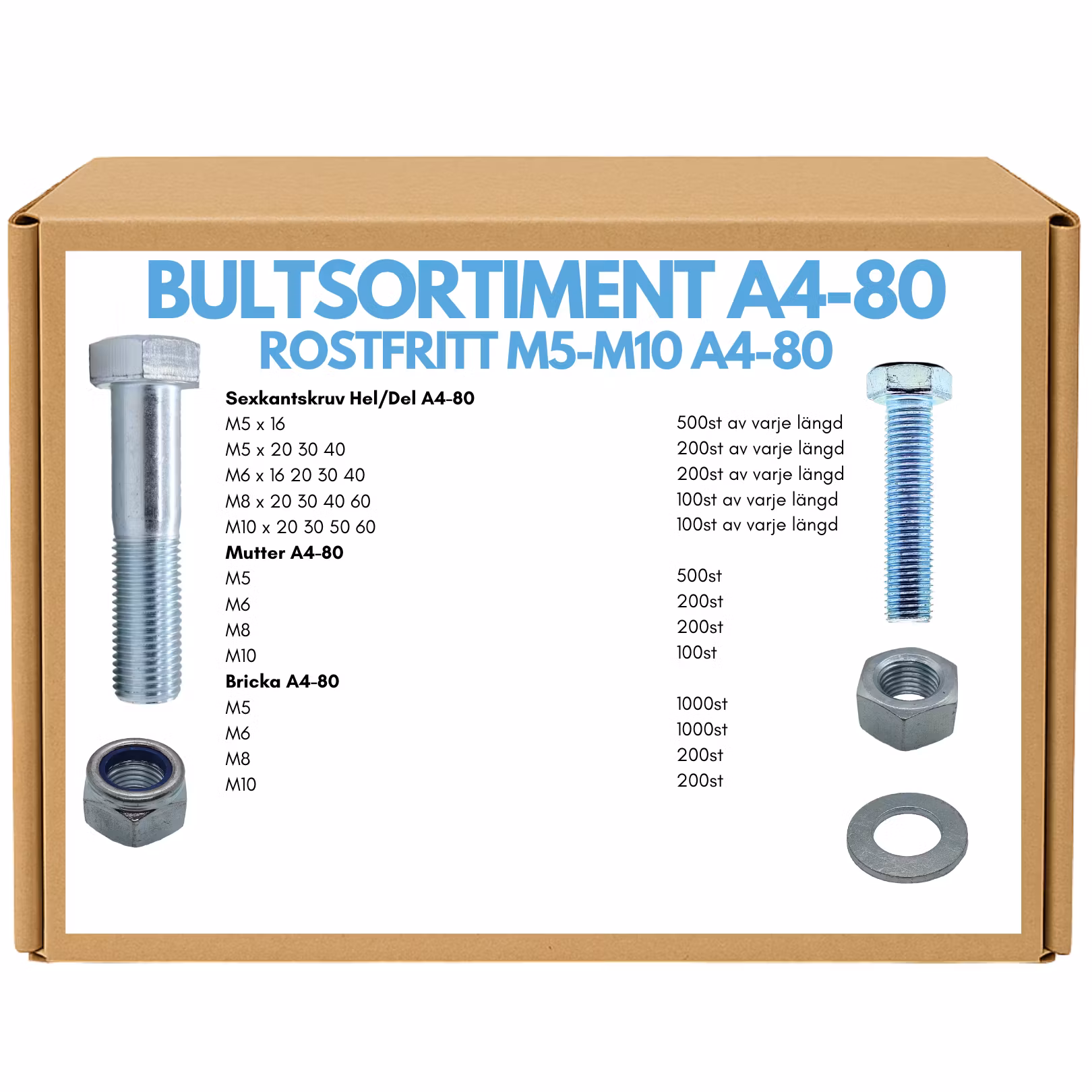 Sexkant A4-80 M5-M10 Bultfack 24