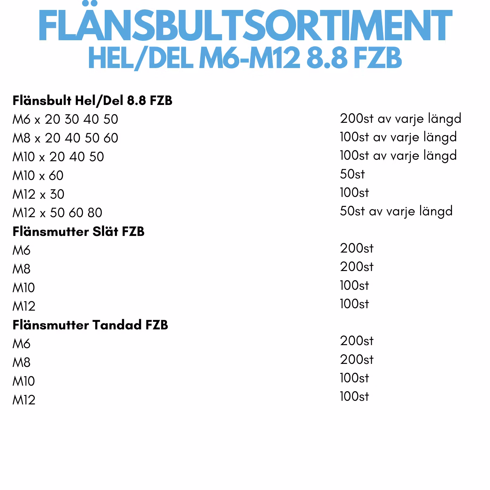 Flänsbult 8.8 FZB M6-M12 Bultfack 24