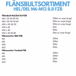 Flänsbult 8.8 FZB M6-M12 Bultfack 24