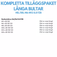 Kompletta Tilläggspaket Långa bultar M5-M16 FZB