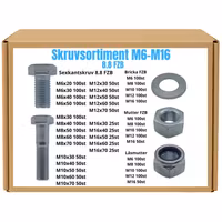 Mellan bultsortiment Hel/Delgängad M6-M16 8.8 FZB 60KG