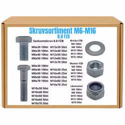Mellan bultsortiment Hel/Delgängad M6-M16 8.8 FZB 60KG