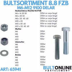 Bultsortiment M6-M12 8.8 FZB 9 100 delar