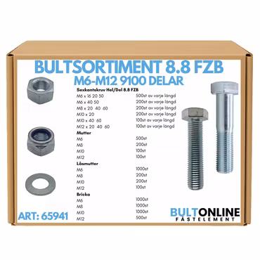 Bultsortiment M6-M12 8.8 FZB 9 100 delar