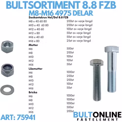 Bultsortiment M8-M16 8.8 FZB 4 975 delar