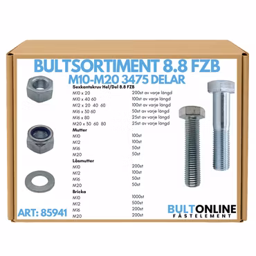 Bultsortiment M10-M20 8.8 FZB 3 475 delar