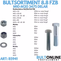 Bultsortiment M10-M20 8.8 FZB 3 475 delar
