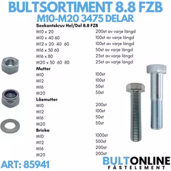Bultsortiment M10-M20 8.8 FZB 3 475 delar