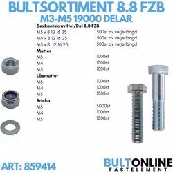 Bultsortiment M3-M5 FZB 19 000 delar