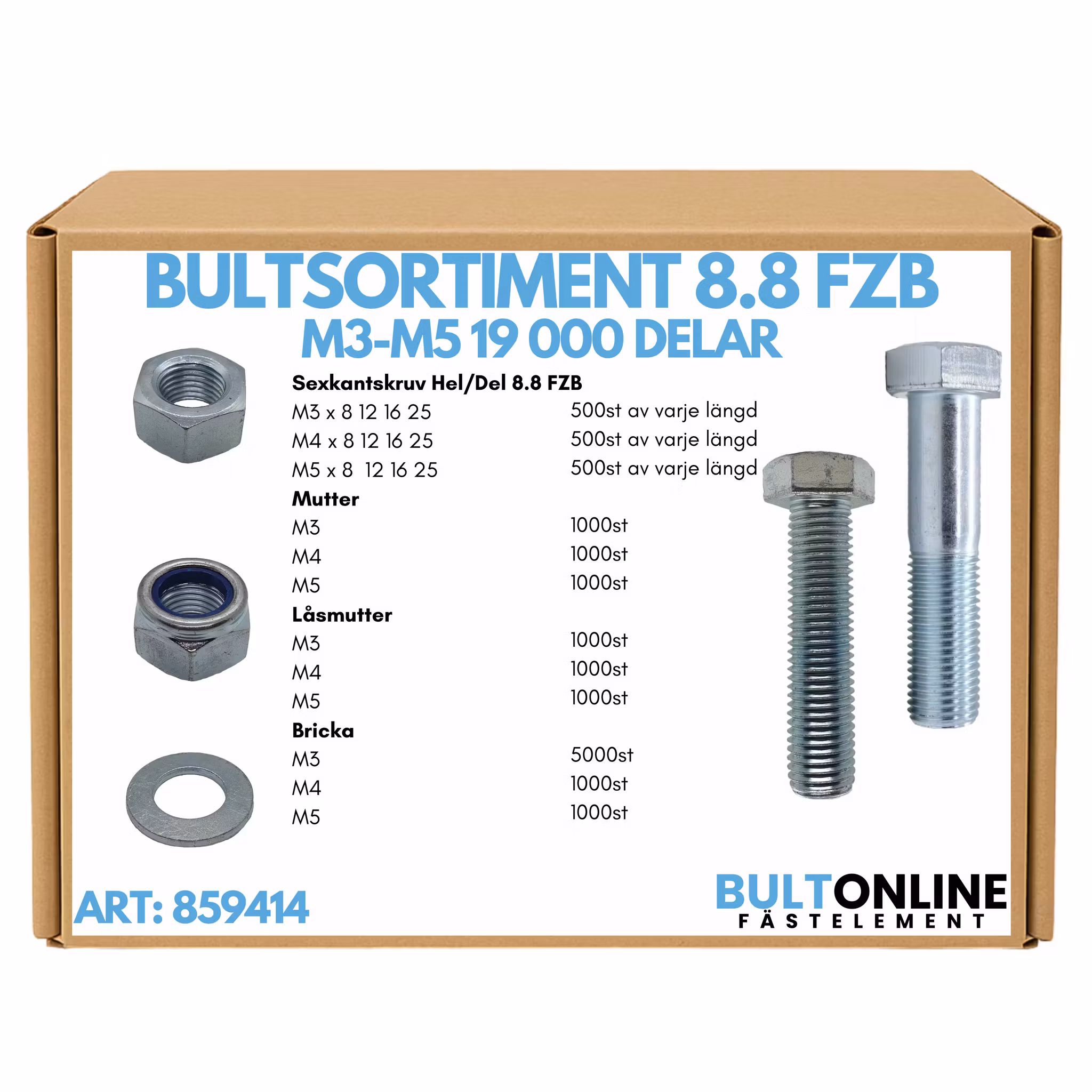 Bultsortiment M3-M5 FZB 19 000 delar