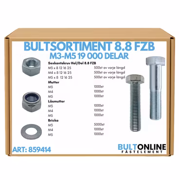 Bultsortiment M3-M5 FZB 19 000 delar
