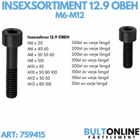 Insexsortiment M6-M12 12.9 Obeh 2400 delar