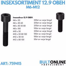 Insexsortiment M6-M12 12.9 Obeh 2400 delar