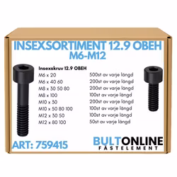 Insexsortiment M6-M12 12.9 Obeh 2400 delar