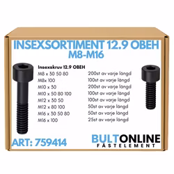 Insexsortiment M8-M16 12.9 Obeh 1675 delar