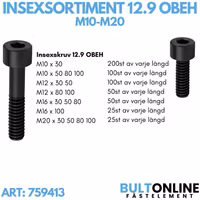 Insexsortiment M10-M20 12.9 Obeh 1175 delar