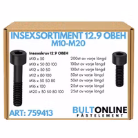 Insexsortiment M10-M20 12.9 Obeh 1175 delar