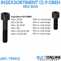 Insexsortiment M12-M24 12.9 Obeh 635 delar