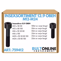 Insexsortiment M12-M24 12.9 Obeh 635 delar