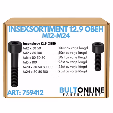 Insexsortiment M12-M24 12.9 Obeh 635 delar