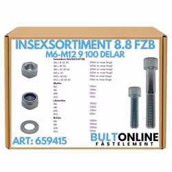 Insexsortiment M6-M12 8.8 FZB 9100 delar