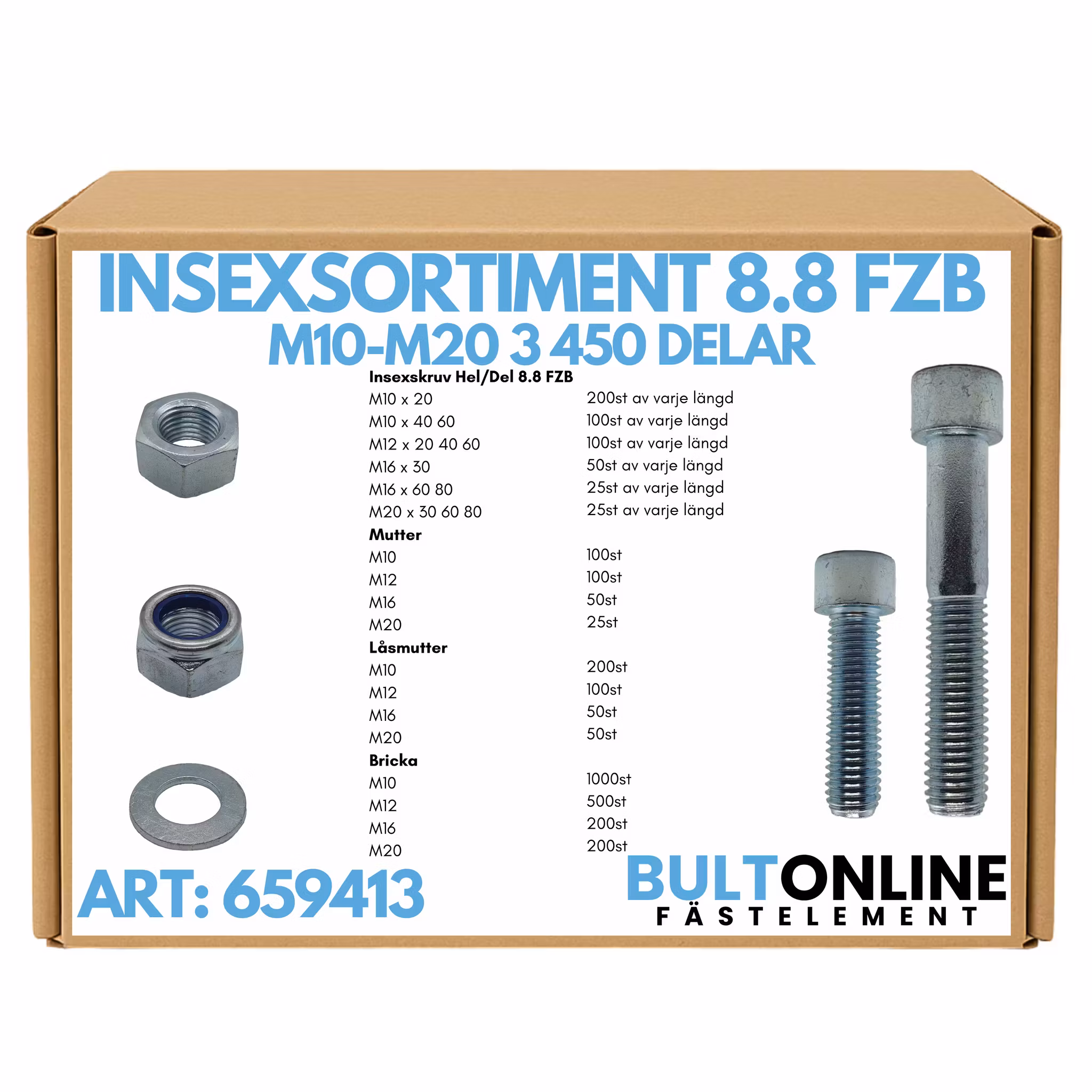 Insexsortiment M10-M20 FZB 3450 delar
