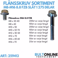 Flänsskruv sortiment M8-M16 FZB 1 275 delar