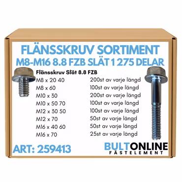Flänsskruv sortiment M8-M16 FZB 1 275 delar