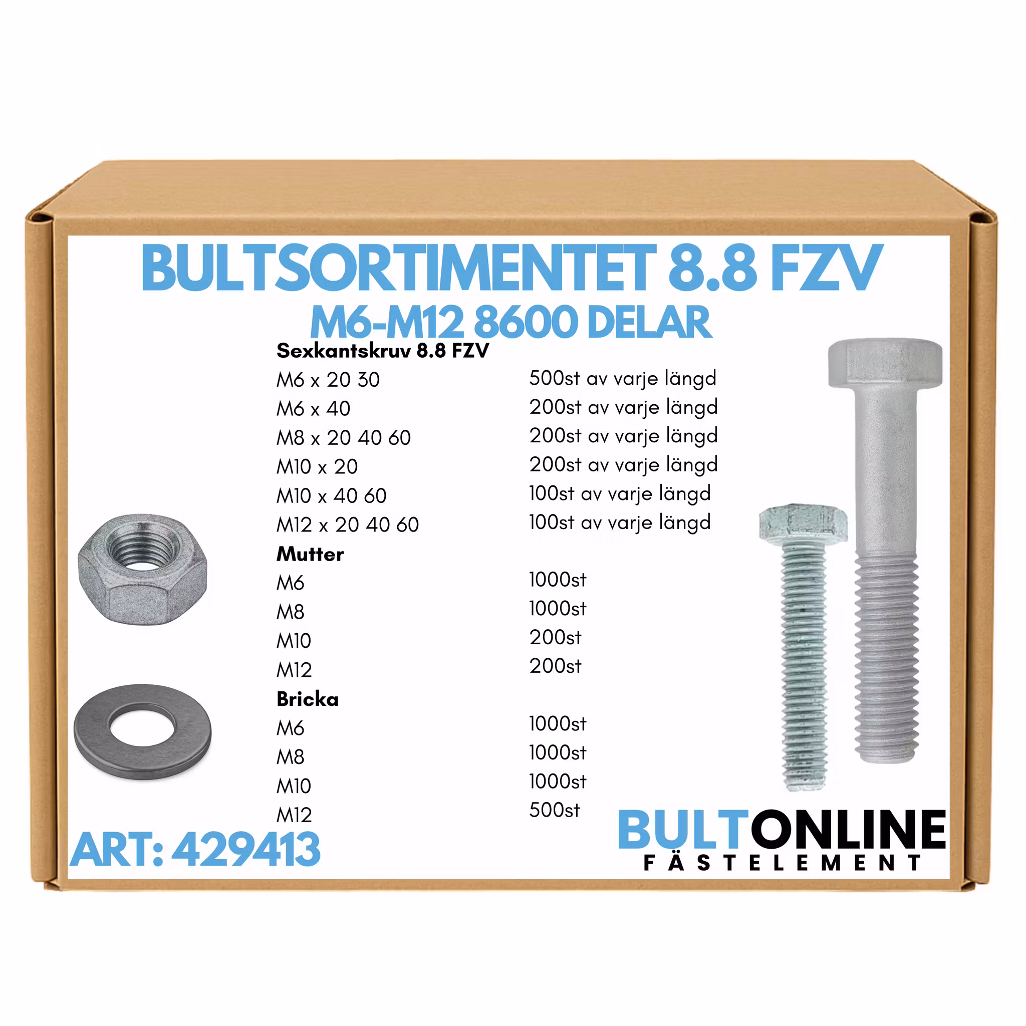 Bultsortimentet FZV 8.8 M6-M12 8600 delar