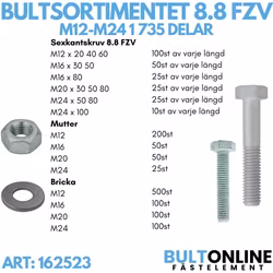 Bultsortimentet FZV 8.8 M12-M24 1 735 delar