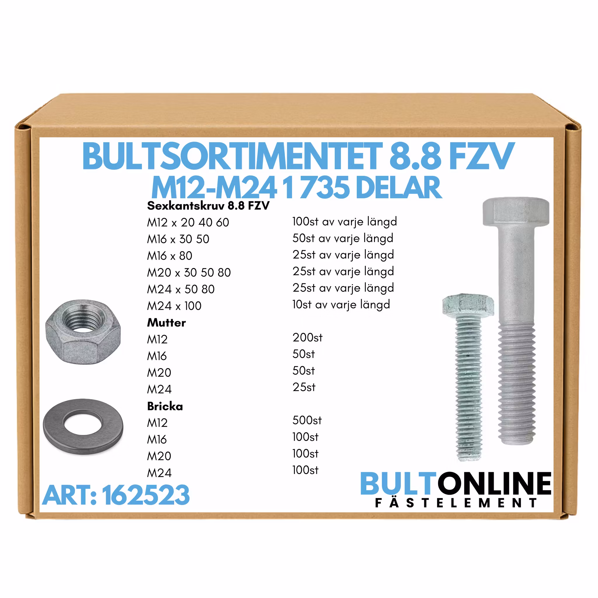 Bultsortimentet FZV 8.8 M12-M24 1 735 delar