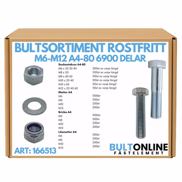 Bultsortiment rostfritt M6-M12 A4-80 6900 delar