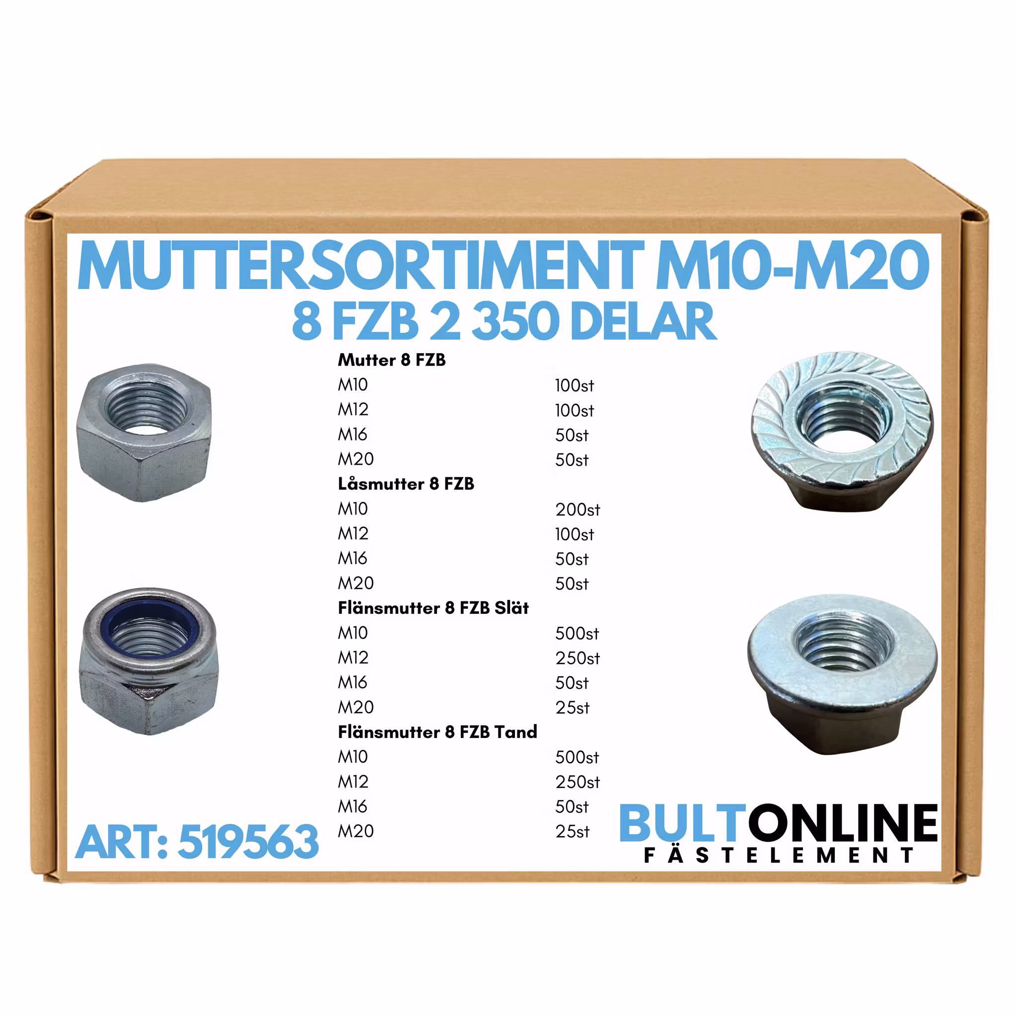 Muttersortiment M10-M20 8.8 FZB 2350 delar