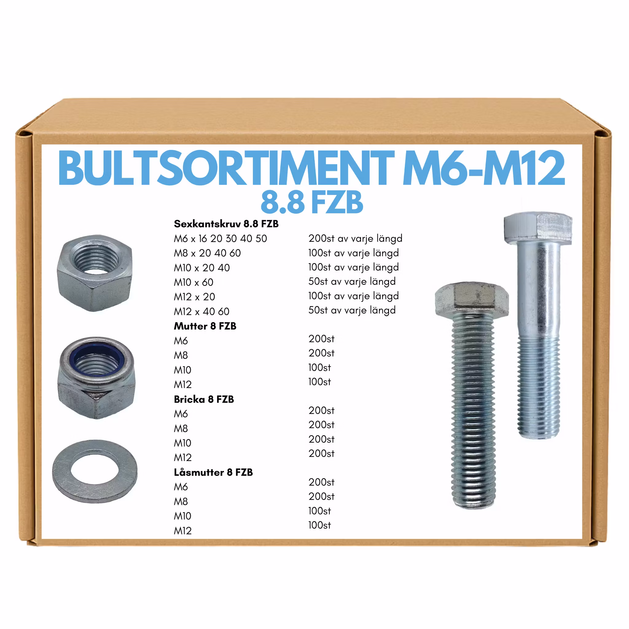 Bultsortiment M6-M12 8.8 FZB 40KG