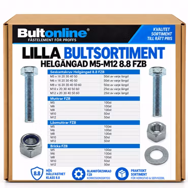 Lilla bultsortimentet helgängat  M5-M12 FZB 25KG
