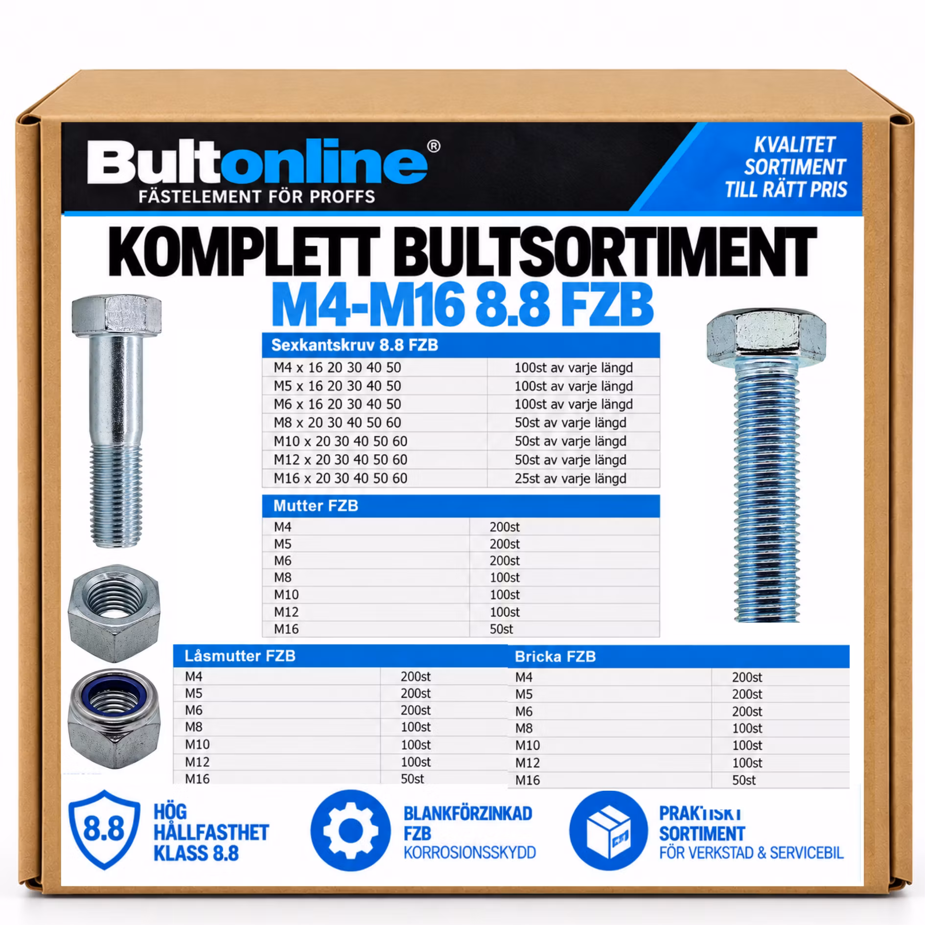 Complete bolt range M4-M16 FZB