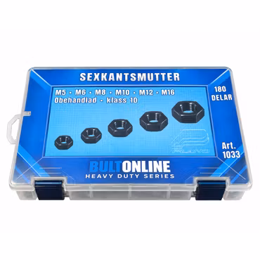 Sexkantsmutter M5–M16 Klass 10 OBEH 180 delar