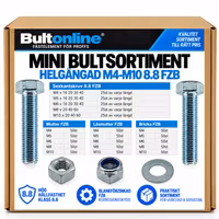 Mini bultsortiment helgängad M4-M10 8.8 FZB