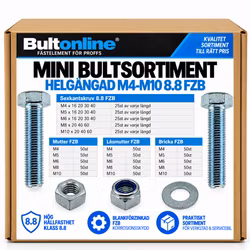 Mini bultsortiment helgängad M4-M10 8.8 FZB