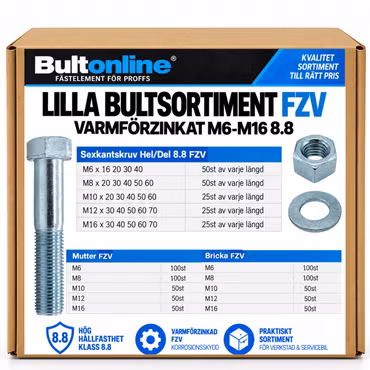 Lilla bultsortiment varmförzinkat M6-M16 8.8 FZV