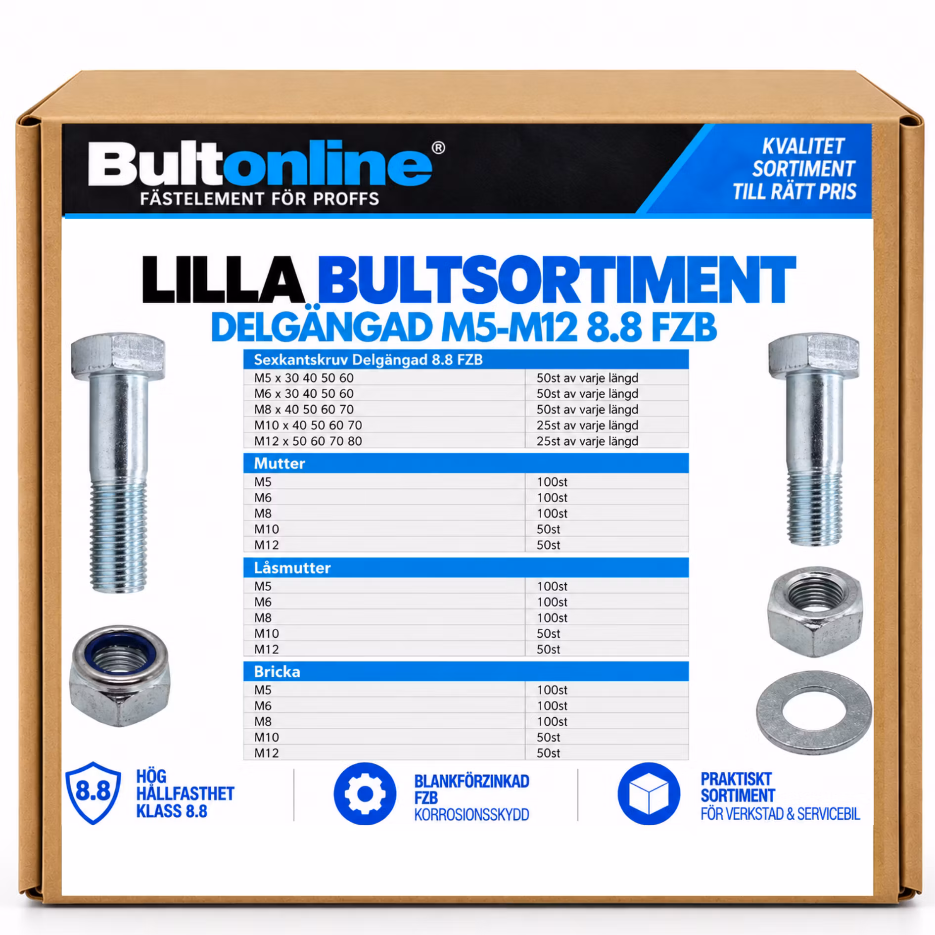Small bolt assortment partially threaded M5-M12 FZB 26KG