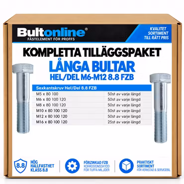 Kompletta Tilläggspaket Långa bultar M5-M16 FZB
